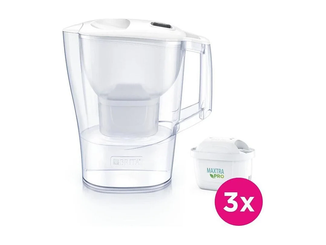 Carafe filtrante BRITA - Aluna Calendar Blanche - Capacité 2,4L dont 1,4L d'eau filtrée - 3 filtres Maxtra Pro All-In-1 inclus