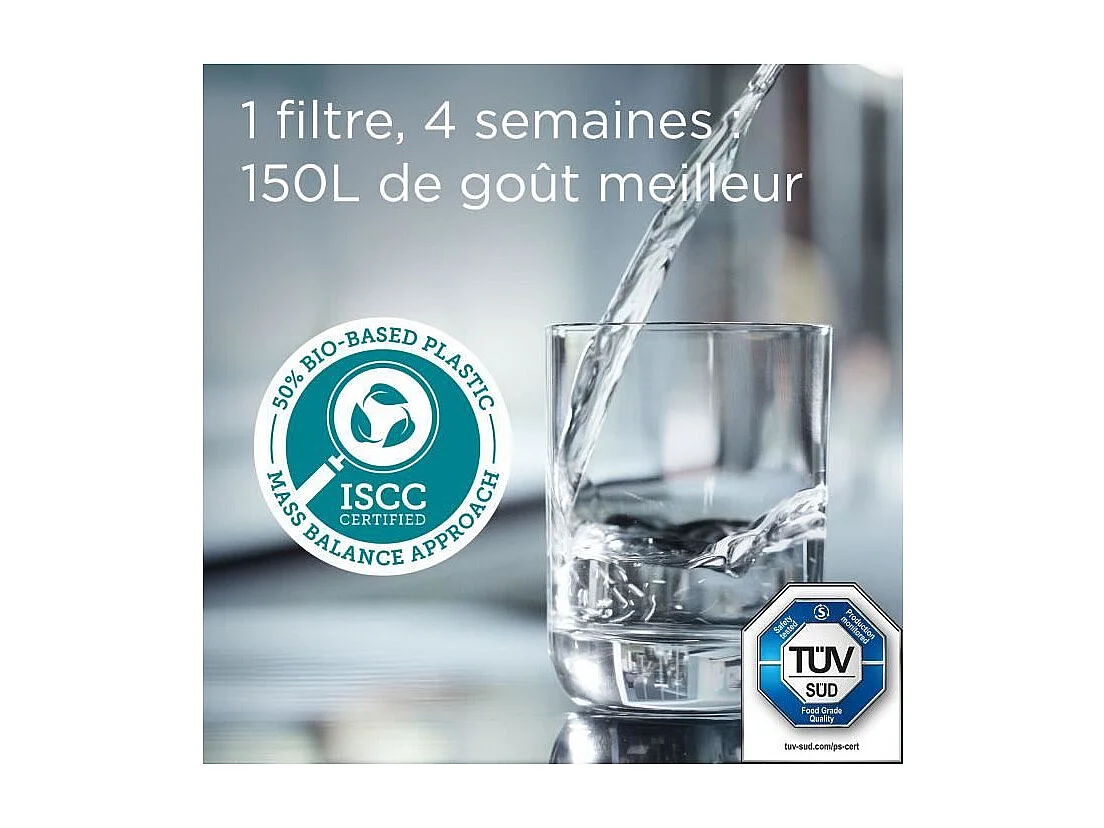 Carafe filtrante BRITA - Style Essential Bleu minéral - Capacité 2,4L dont 1,4L d'eau filtrée - 2 filtres Maxtra Pro Pure