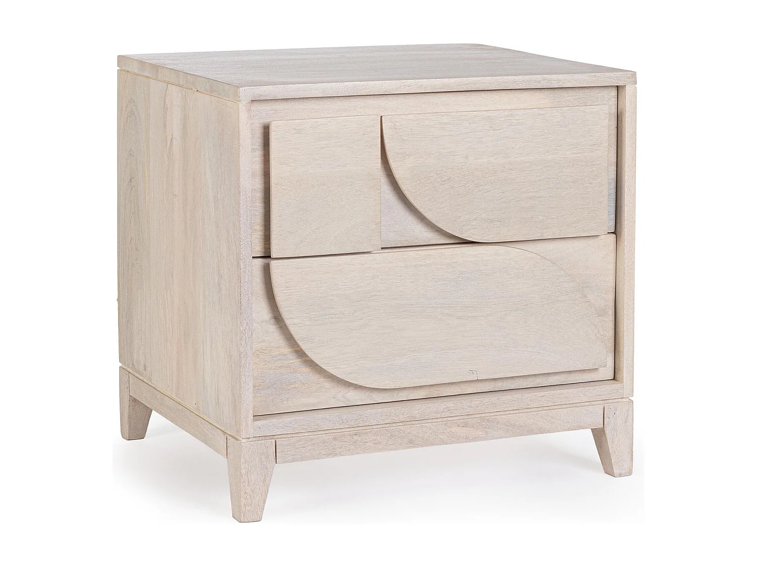 Table de chevet en manguier blanchi 2 tiroirs - AGDE