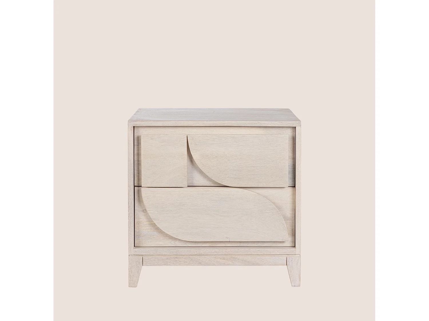 Table de chevet en manguier blanchi 2 tiroirs - AGDE