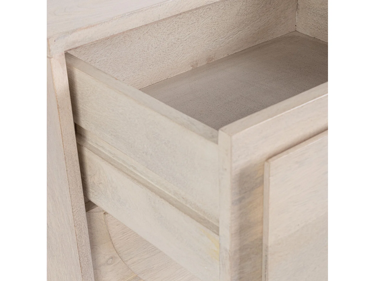 Table de chevet en manguier blanchi 2 tiroirs - AGDE