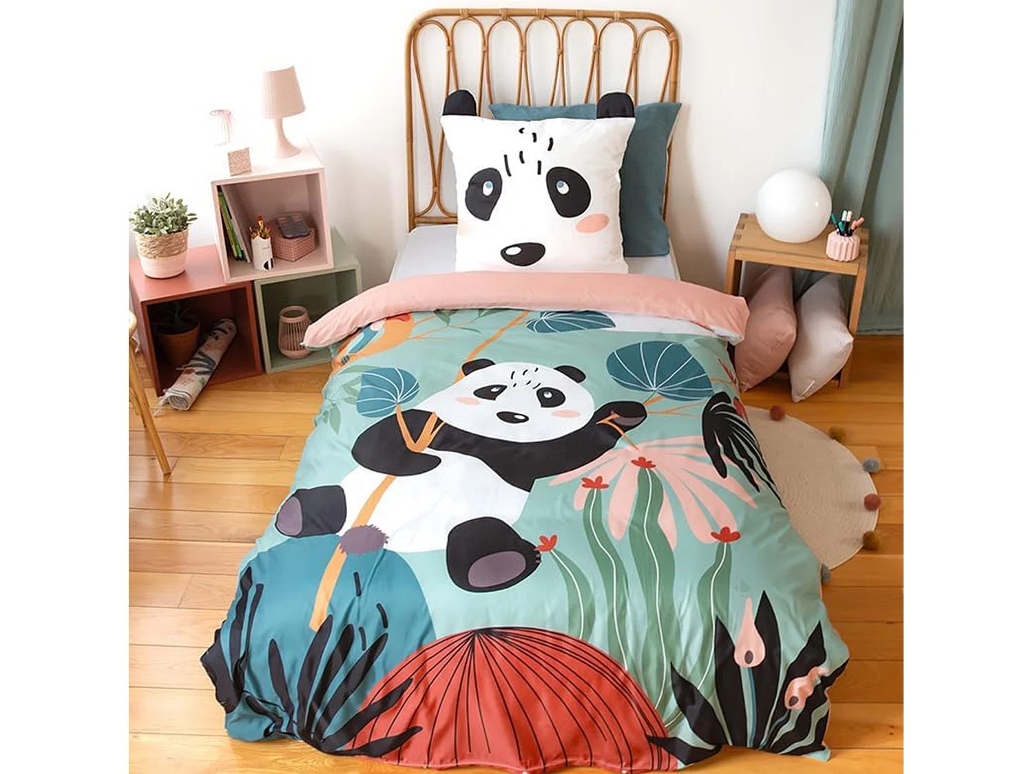 Parure de lit enfant 140x200 cm microfibre PANDA