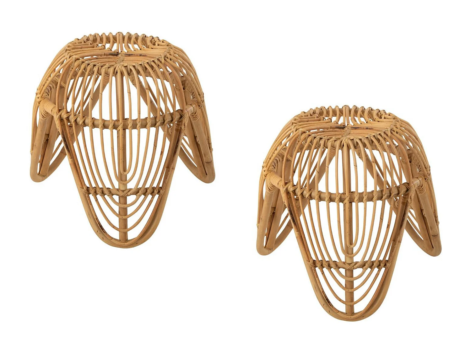 Tabouret rond en rotin naturel (lot de 2) - LEON