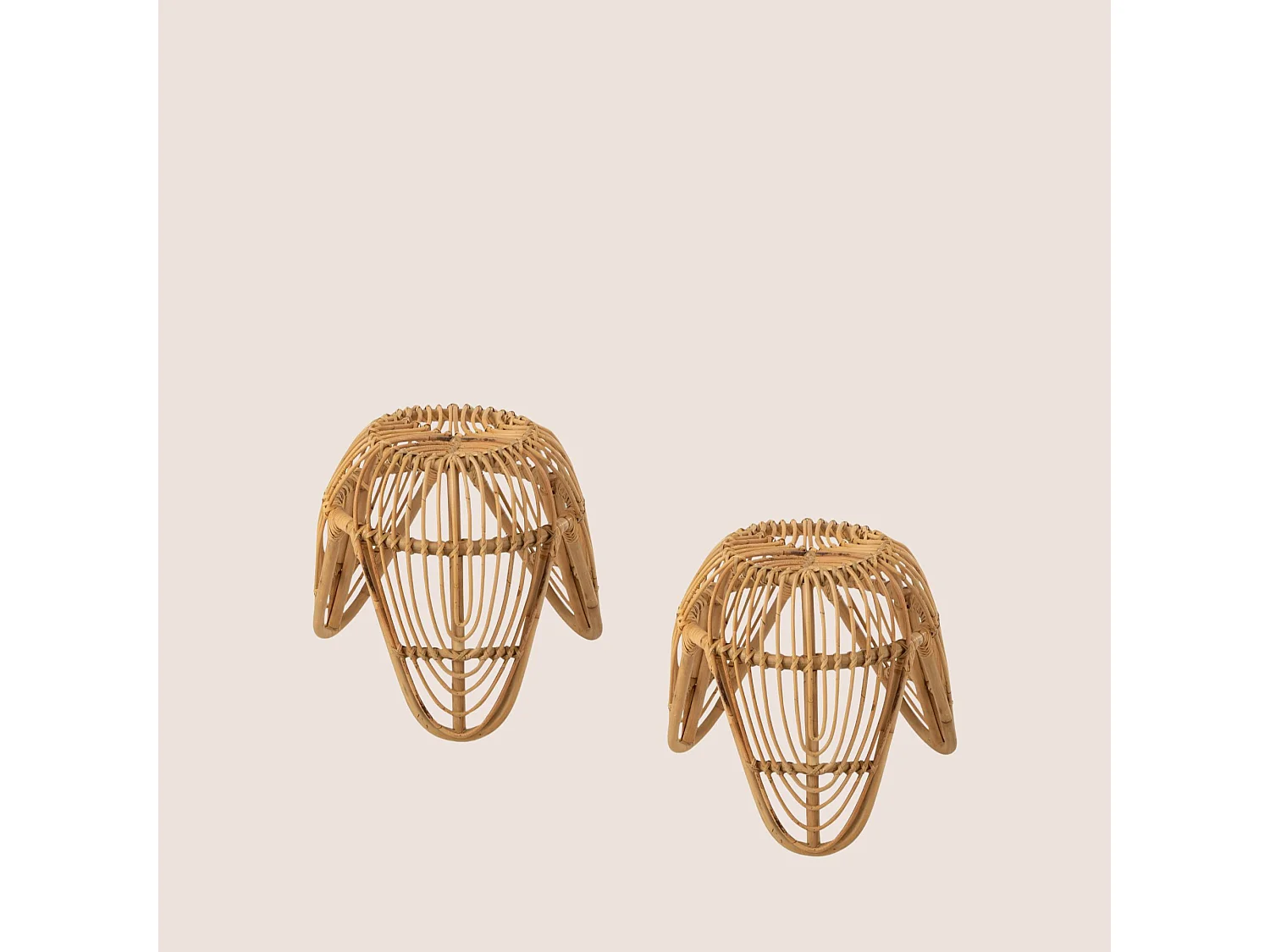 Tabouret rond en rotin naturel (lot de 2) - LEON