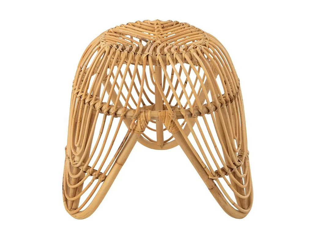 Tabouret rond en rotin naturel (lot de 2) - LEON