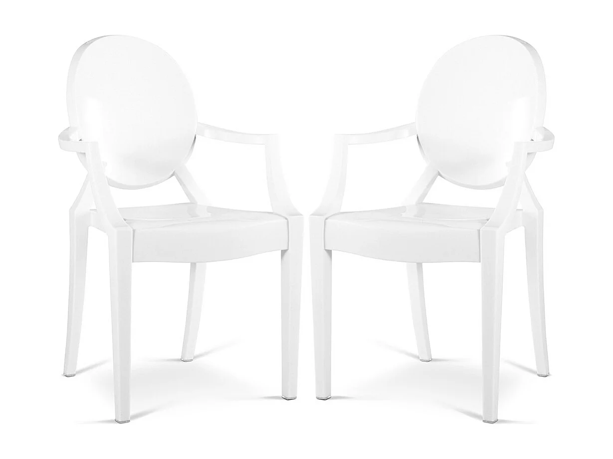 Set aus 2 transparenten Esszimmerstühlen - Armlehnen-Design - Louis XIV