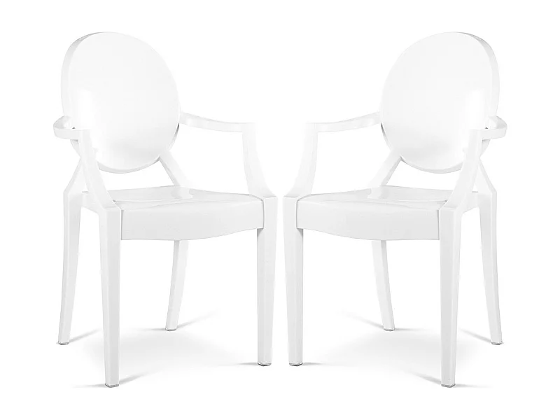 Set aus 2 transparenten Esszimmerstühlen - Armlehnen-Design - Louis XIV