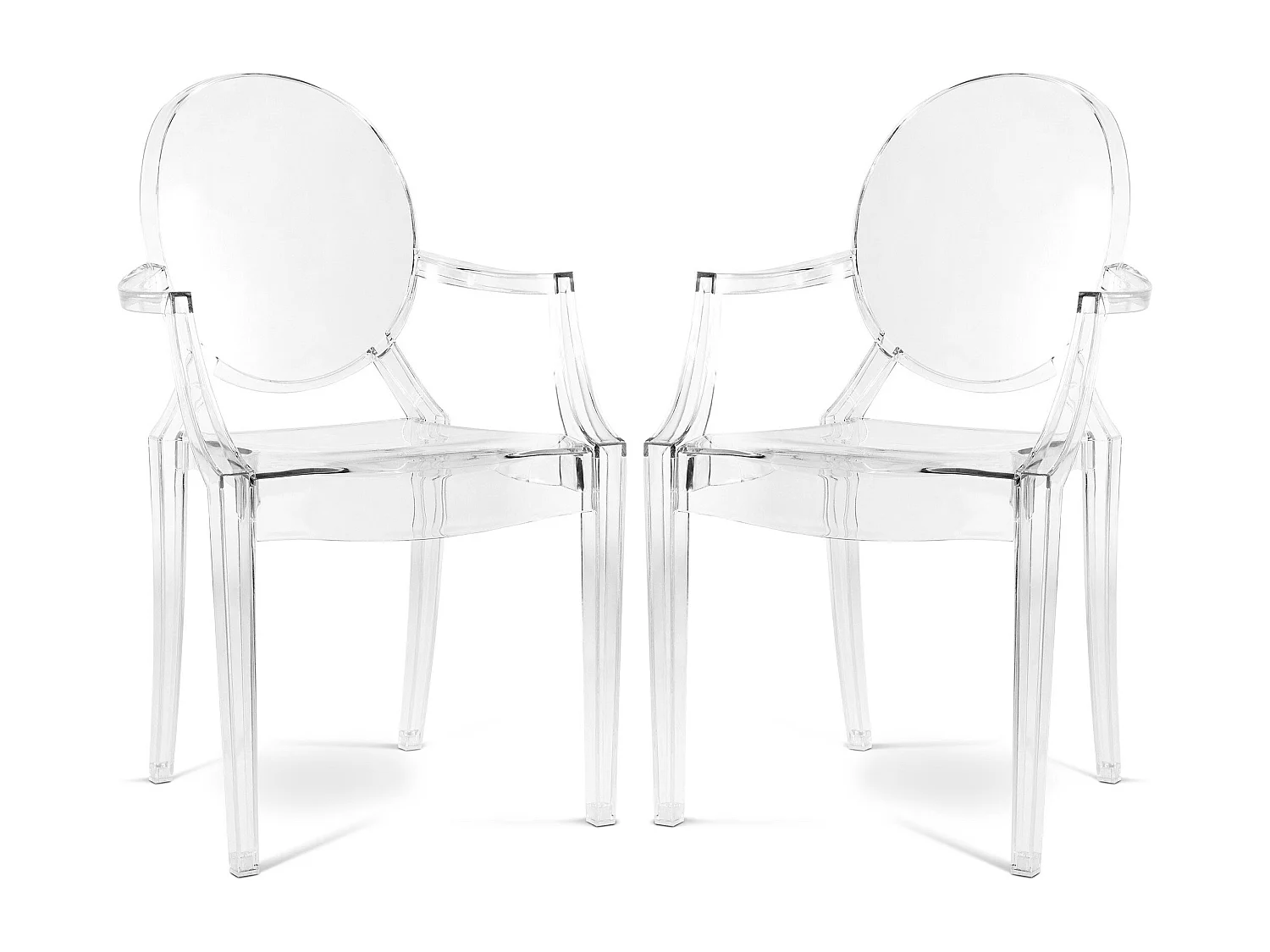 Lot de 2 chaises de salle à manger transparentes - Design avec accoudoirs - Louis XIV Noir