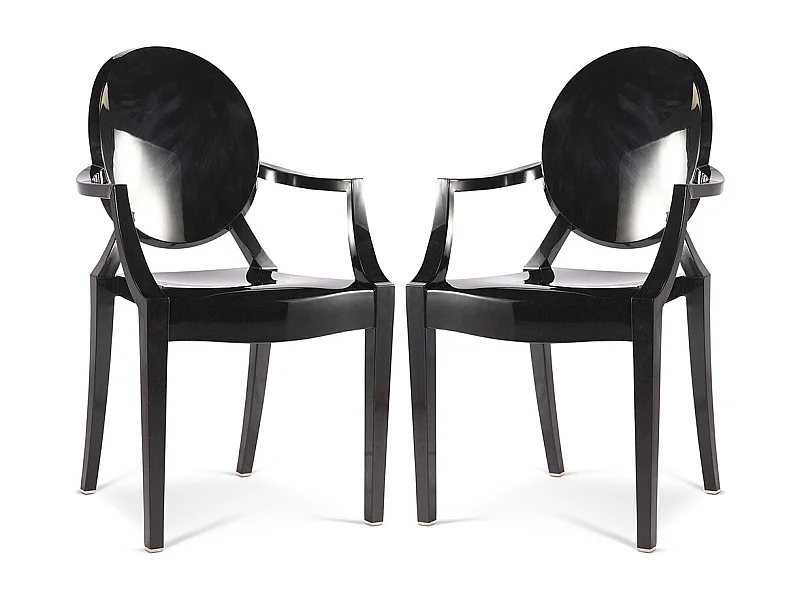 Set aus 2 transparenten Esszimmerstühlen - Armlehnen-Design - Louis XIV