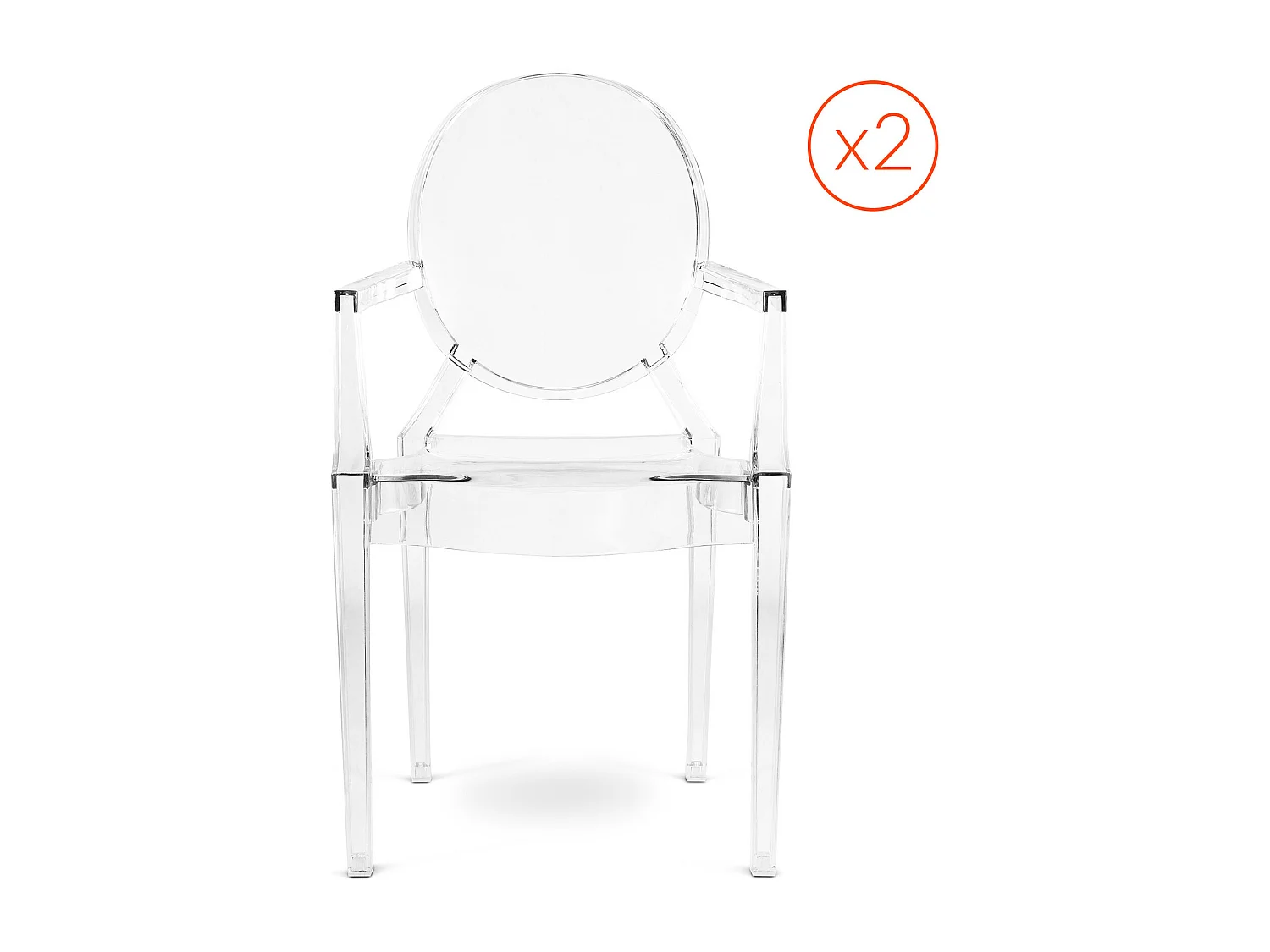 Set aus 2 transparenten Esszimmerstühlen - Armlehnen-Design - Louis XIV