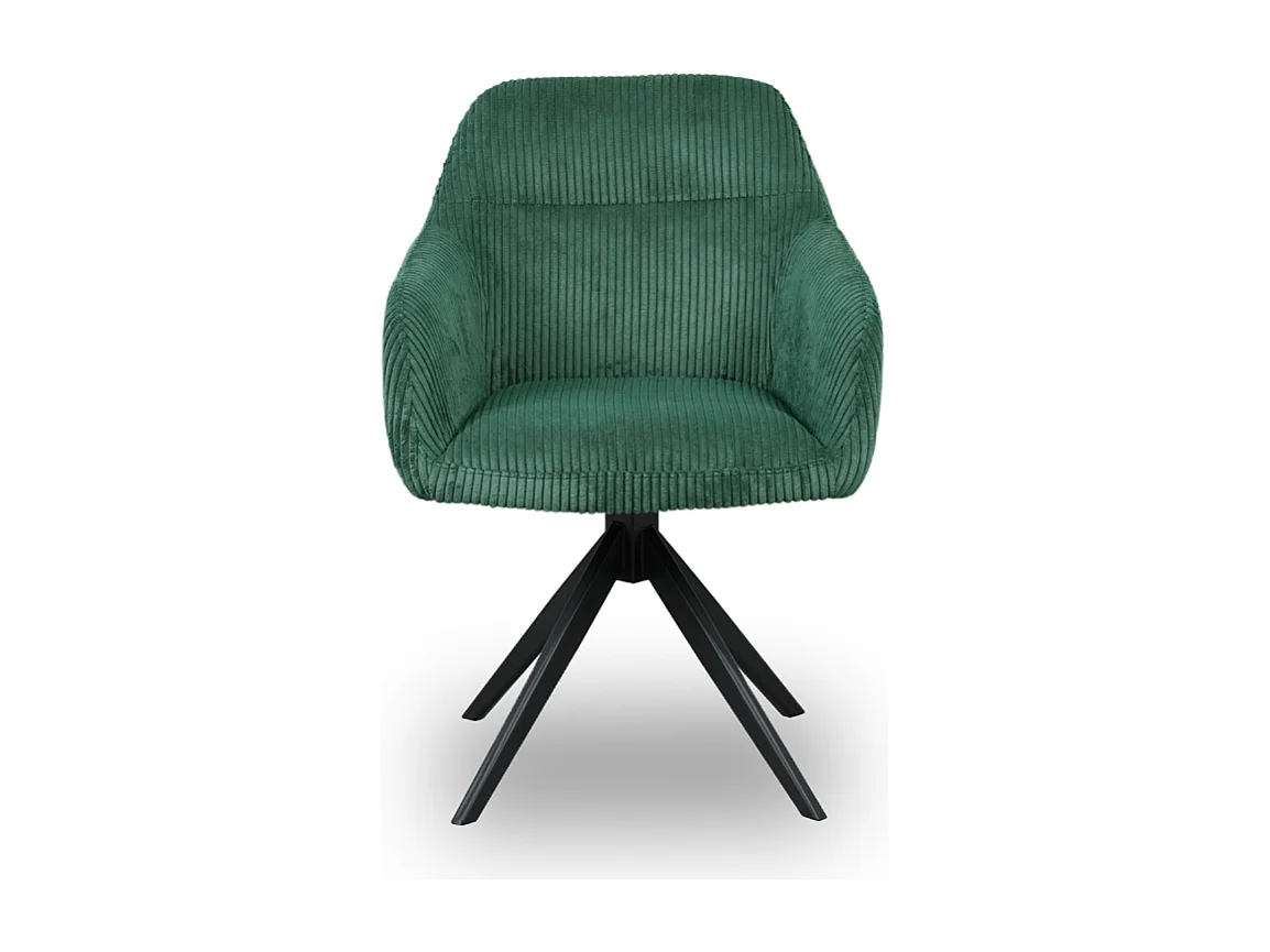 Chaise pivotante velours côtelé vert Thélyo