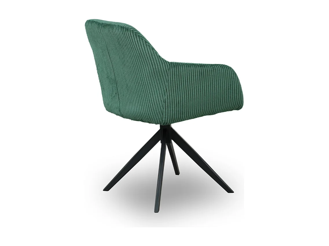 Chaise pivotante velours côtelé vert Thélyo