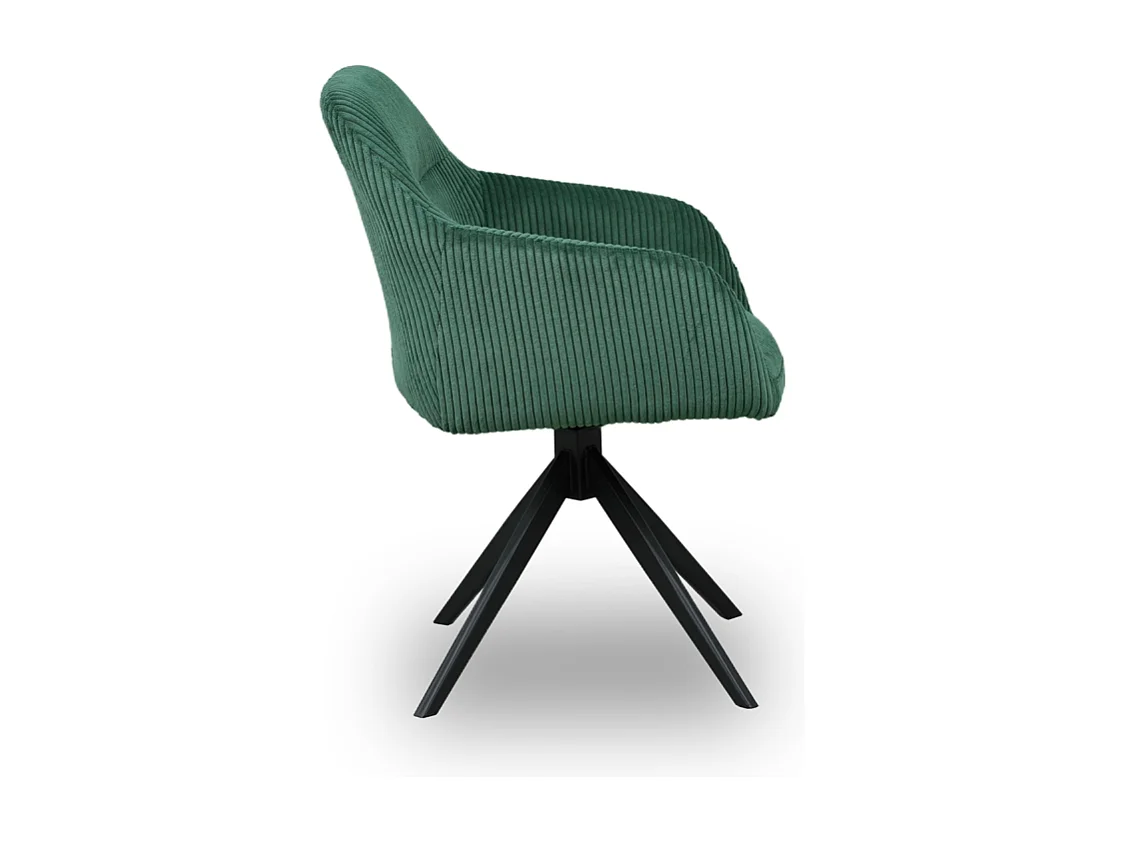 Chaise pivotante velours côtelé vert Thélyo