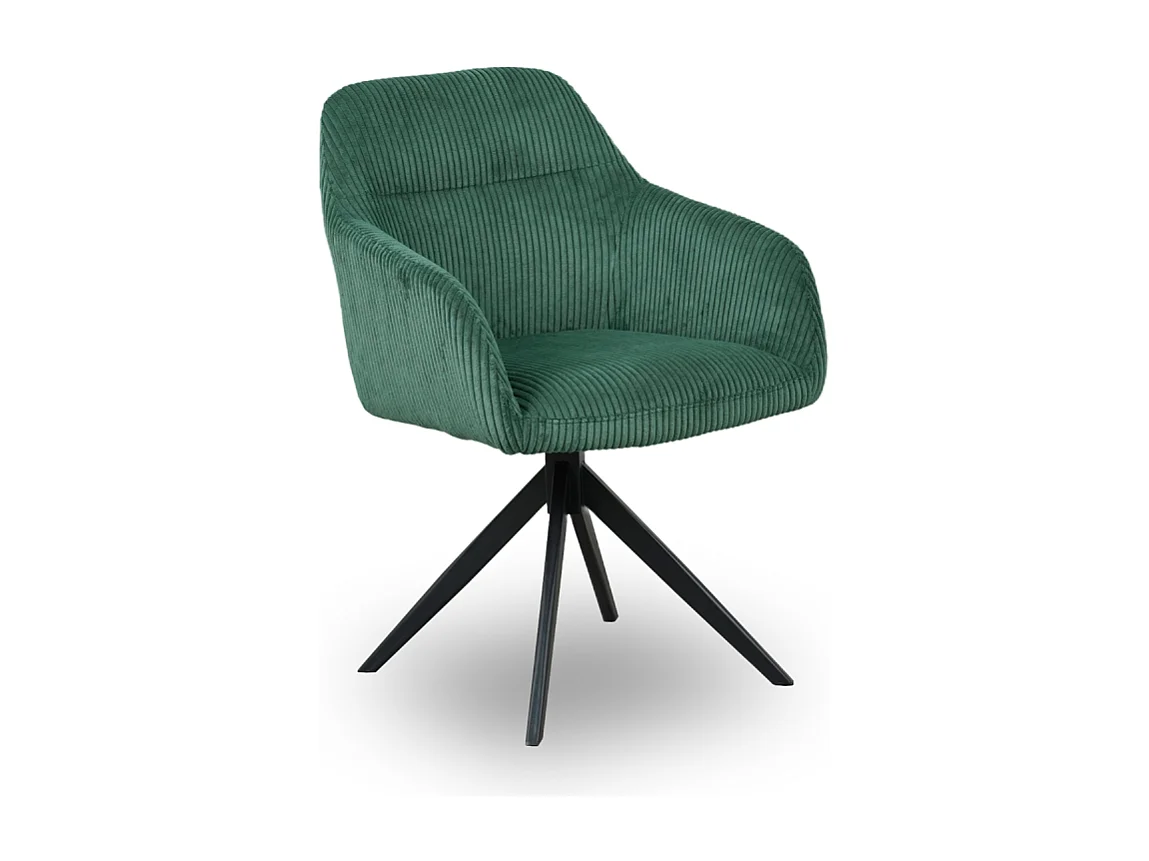 Chaise pivotante velours côtelé vert Thélyo