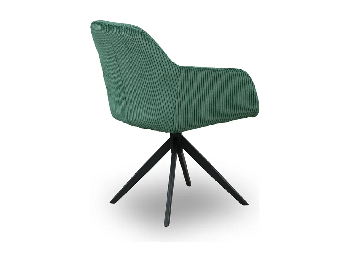 Chaise pivotante velours côtelé vert Thélyo