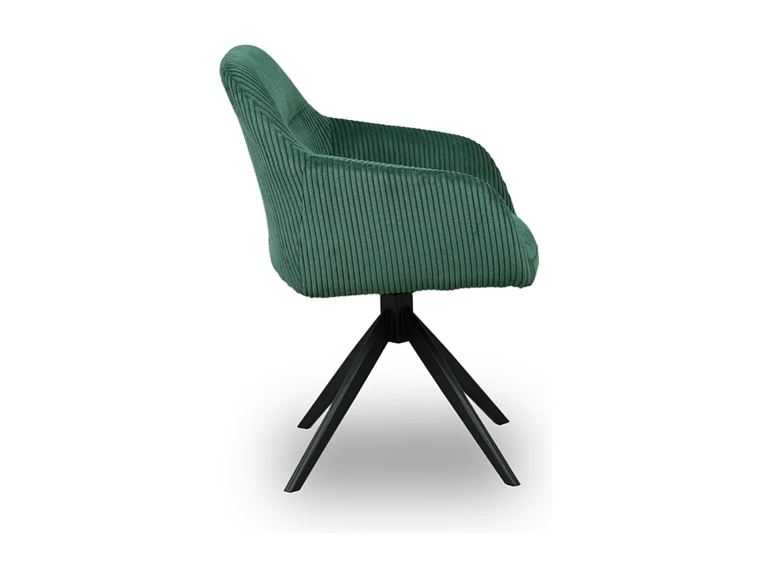 Chaise pivotante velours côtelé vert Thélyo