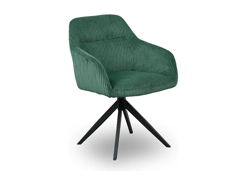 Chaise pivotante velours côtelé vert Thélyo