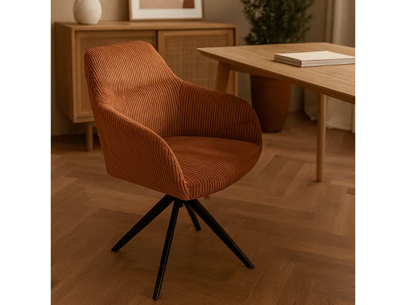 Chaise pivotante velours côtelé ambre Thélyo