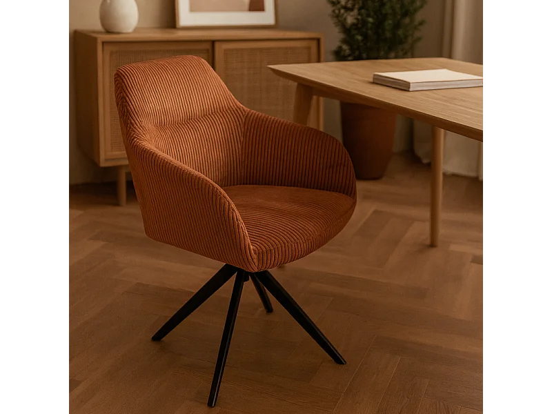 Chaise pivotante velours côtelé ambre Thélyo