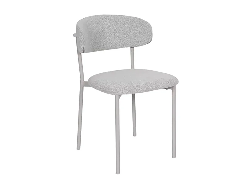 Chaise bouclette taupe structure métal beige