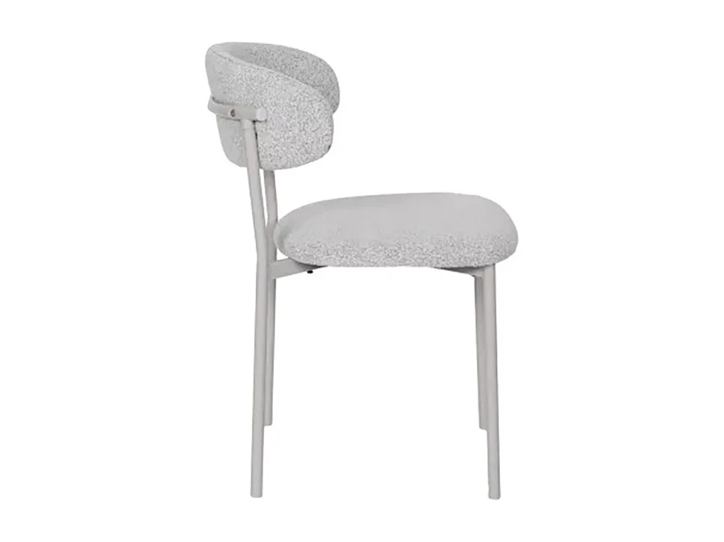 Chaise bouclette taupe structure métal beige