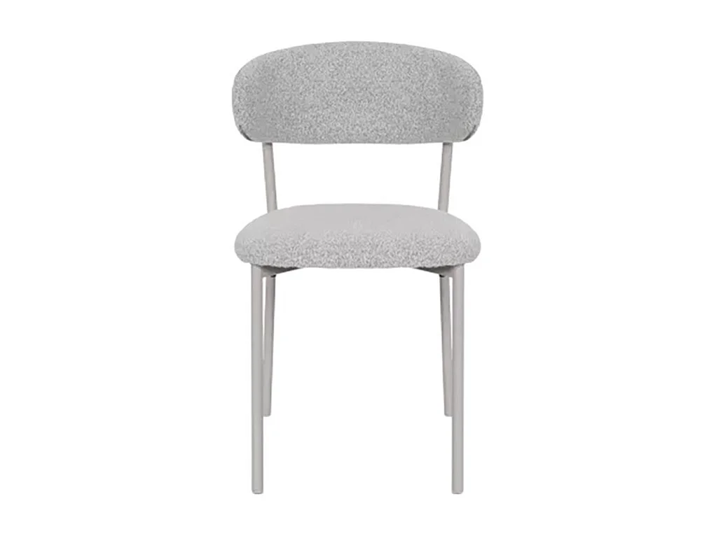 Chaise bouclette taupe structure métal beige