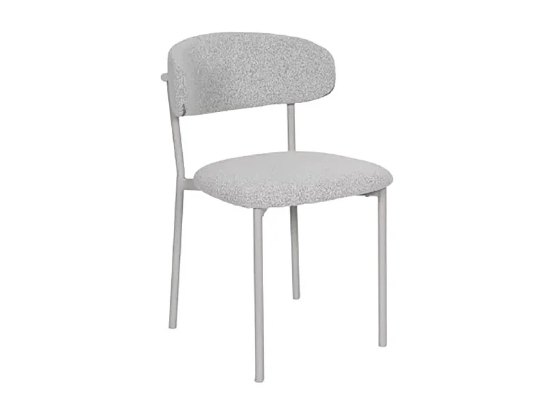 Chaise bouclette taupe structure métal beige