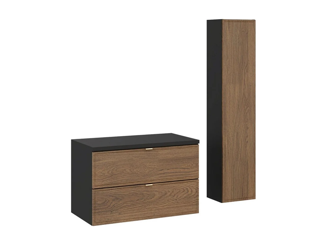 Ensemble de salle de bain SAVIA : meuble sous vasque 80cm + plan pour vasque + colonne de rangement