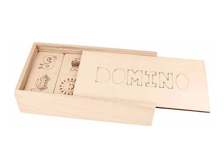 Jeu de dominos en bois - 24 pièces - 22 x 12 x 5,3 cm