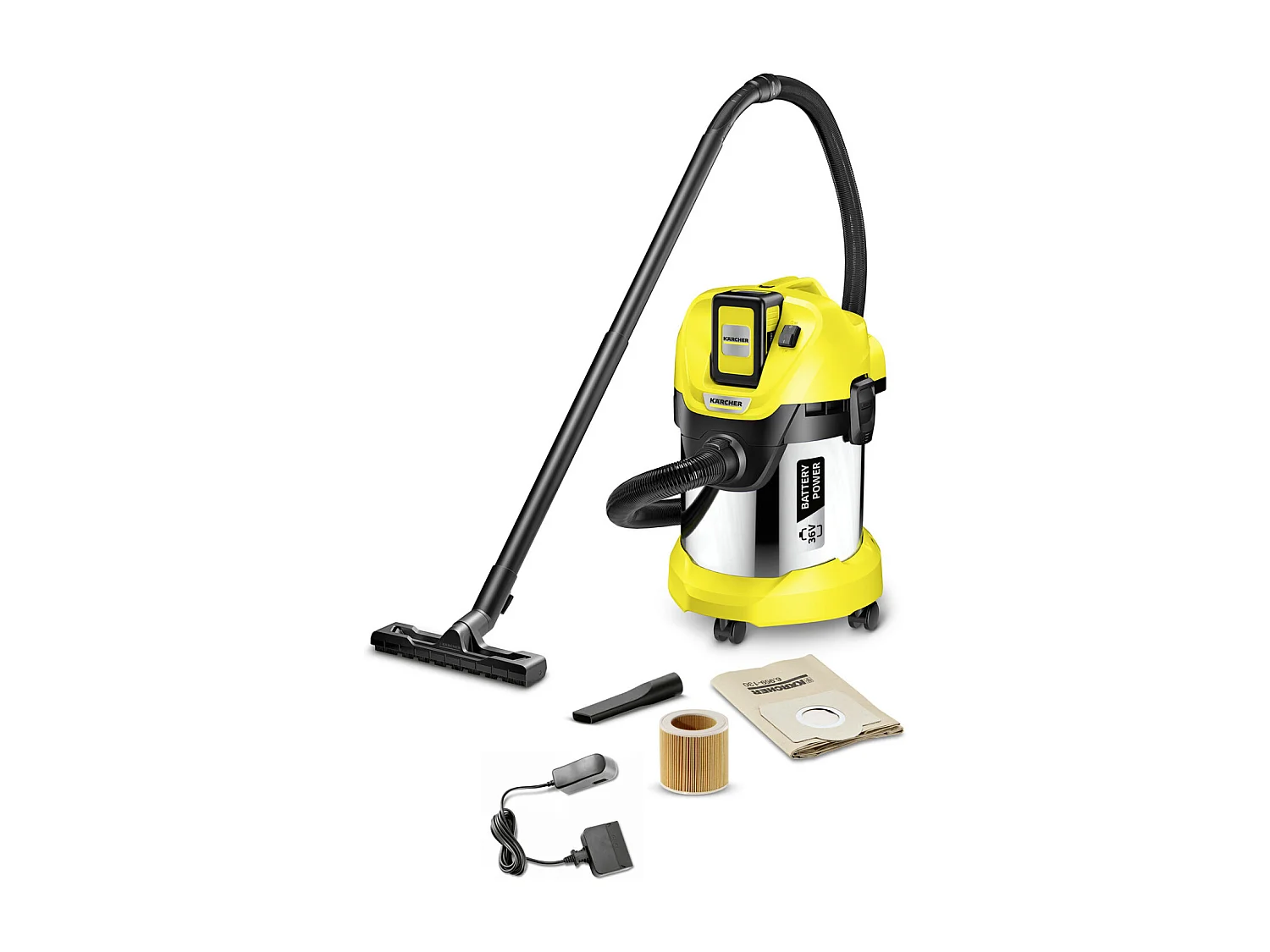 Aspirapolvere Kärcher 1.629-951.0 a traino  17 L 300 W Nero Giallo