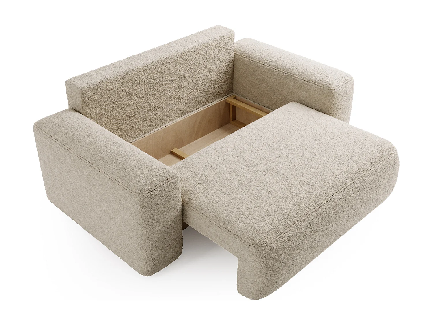 BESILIO Sofa rozkładana tapicerowana Ornello- okrągłe poduszki, sofa dwuosobowa, z funkcją spania, kanapa wolnostojąca, boucle - Jasnoszary