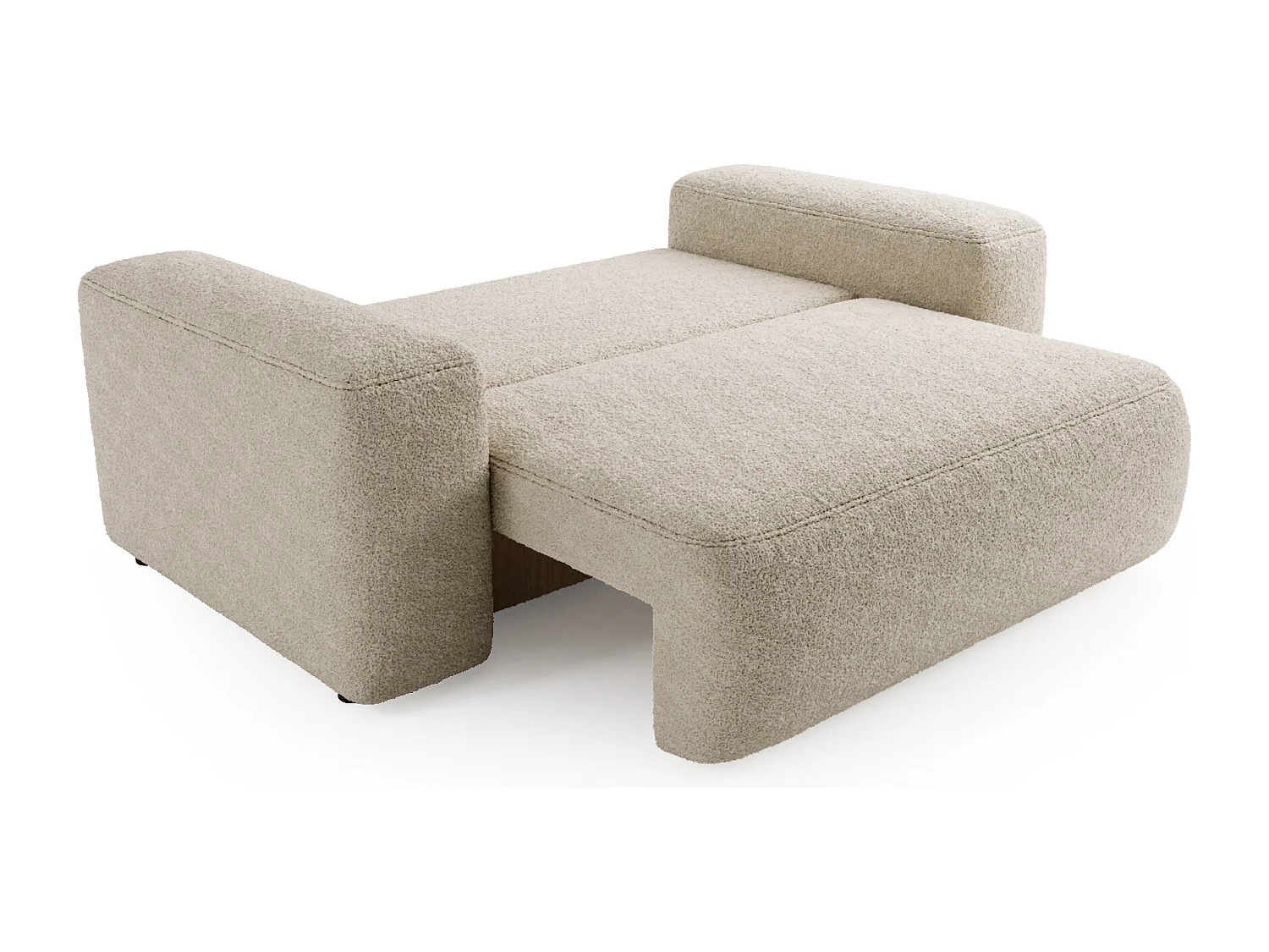 BESILIO Sofa rozkładana tapicerowana Ornello- okrągłe poduszki, sofa dwuosobowa, z funkcją spania, kanapa wolnostojąca, boucle - Jasnoszary