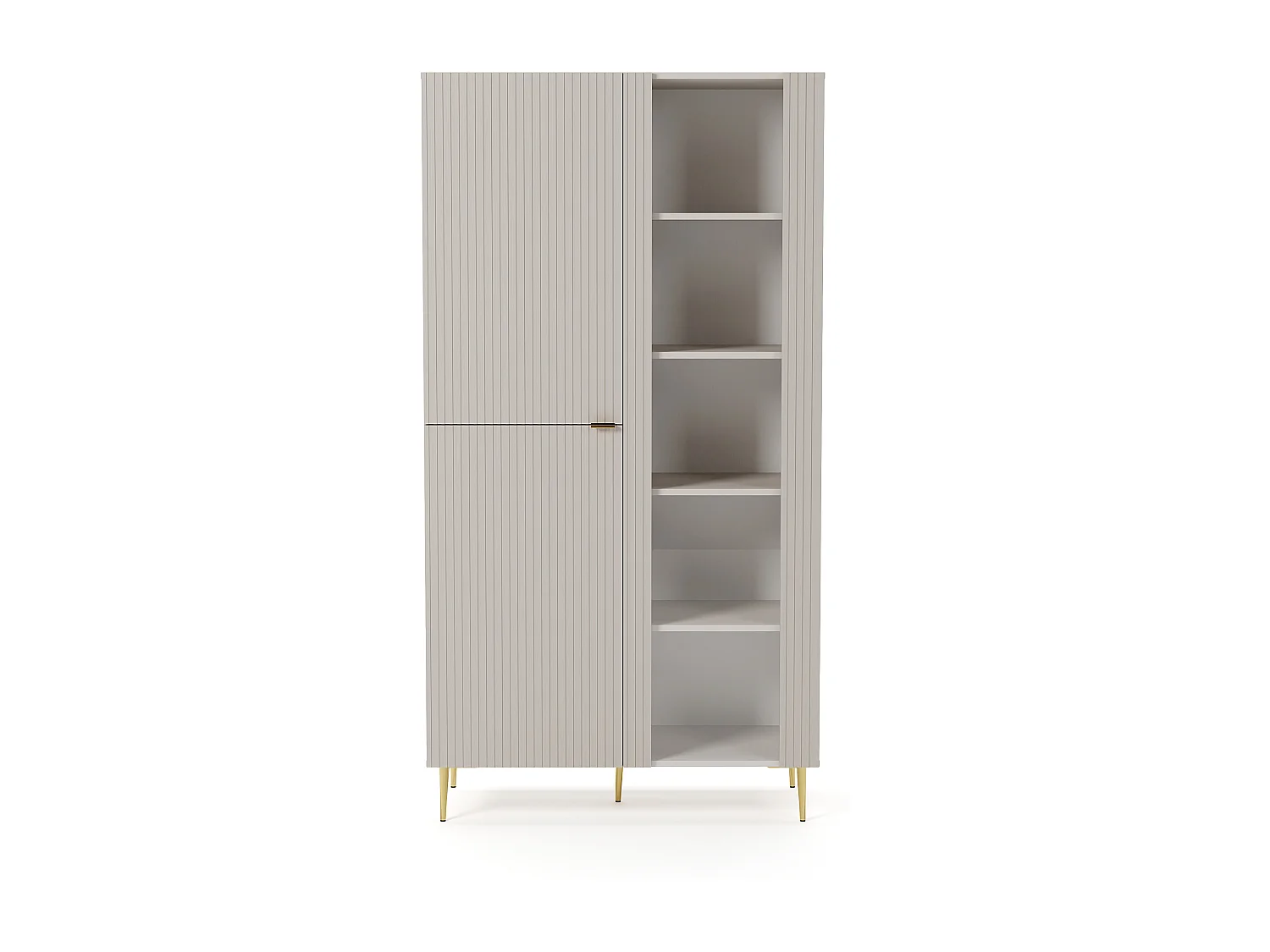 Vitrine 3 portes avec LEDs - Beige et doré - YESINIA