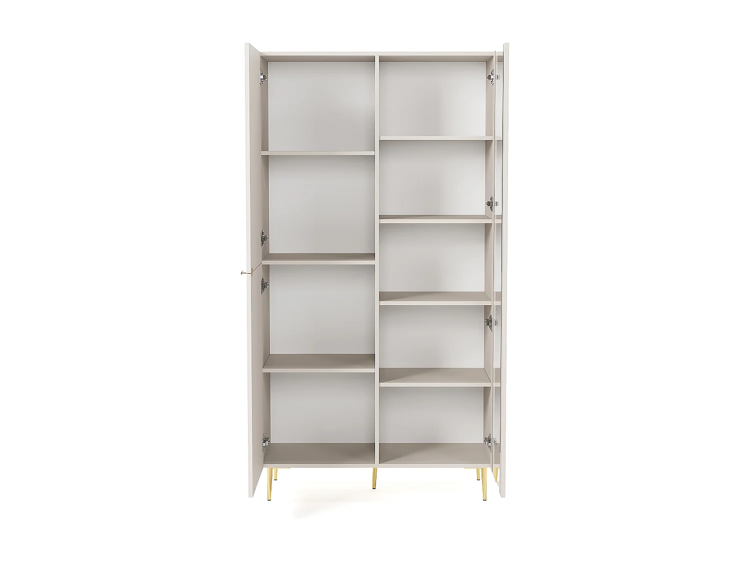 Vitrine 3 portes avec LEDs - Beige et doré - YESINIA
