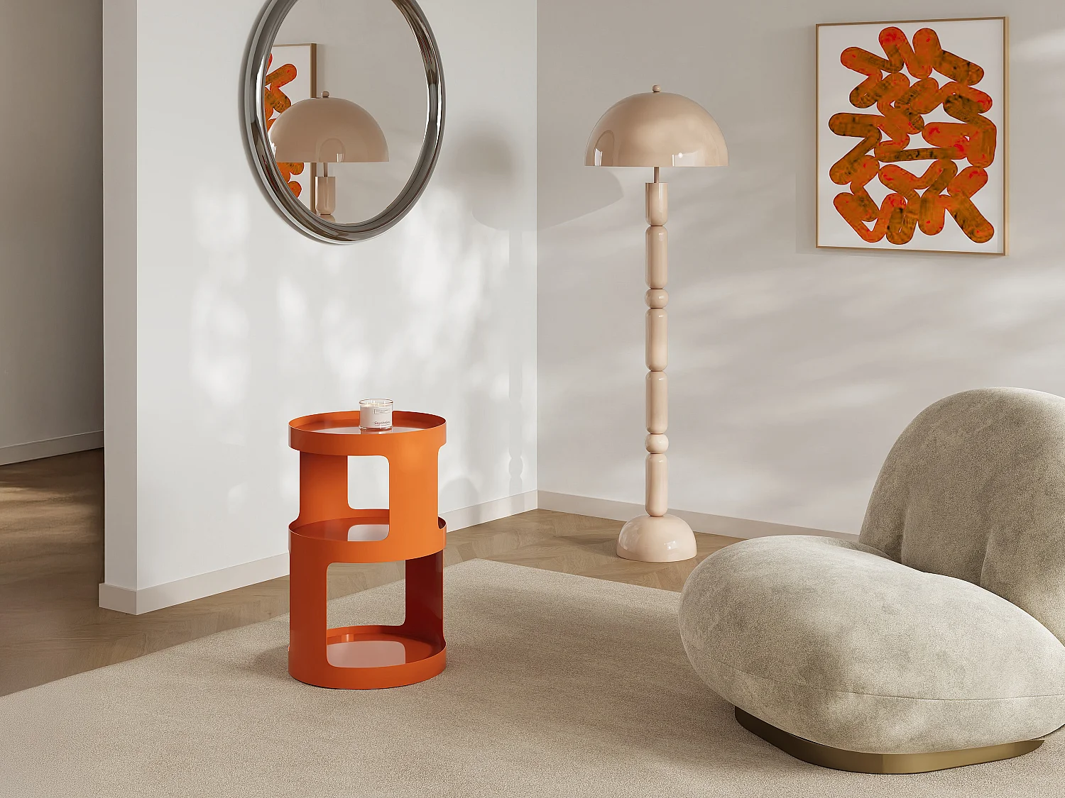 Table d'appoint en métal - Orange - MARJAK