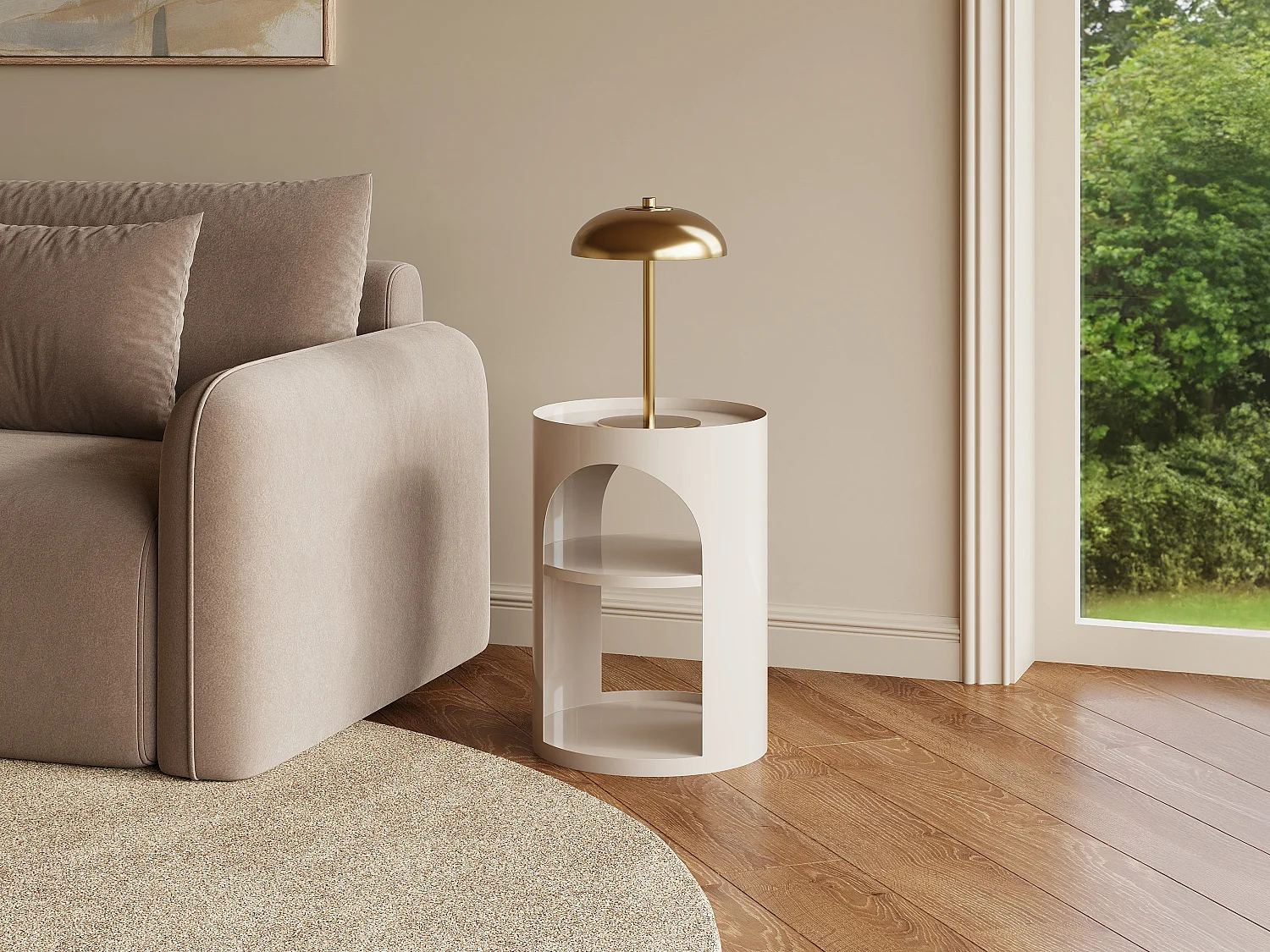 Table d'appoint en métal - Crème - NALEVA