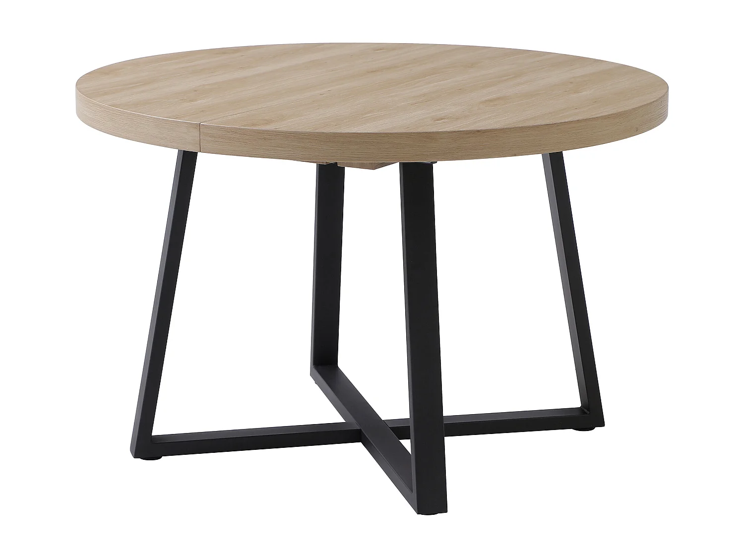 Table à manger extensible 4 à 6 personnes en MDF et métal - Naturel clair et noir - ILONINA