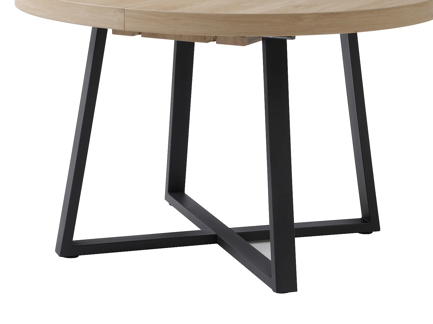 Table à manger extensible 4 à 6 personnes en MDF et métal - Naturel clair et noir - ILONINA