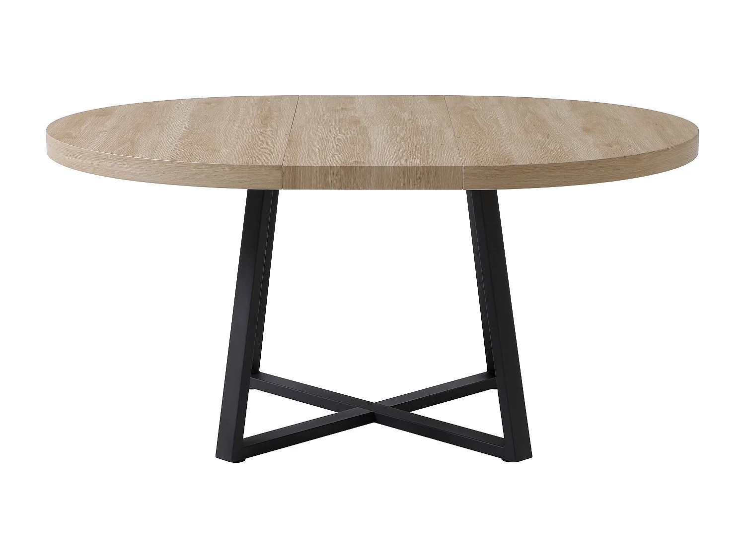 Table à manger extensible 4 à 6 personnes en MDF et métal - Naturel clair et noir - ILONINA