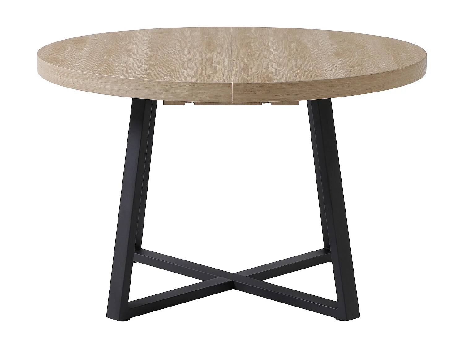 Table à manger extensible 4 à 6 personnes en MDF et métal - Naturel clair et noir - ILONINA