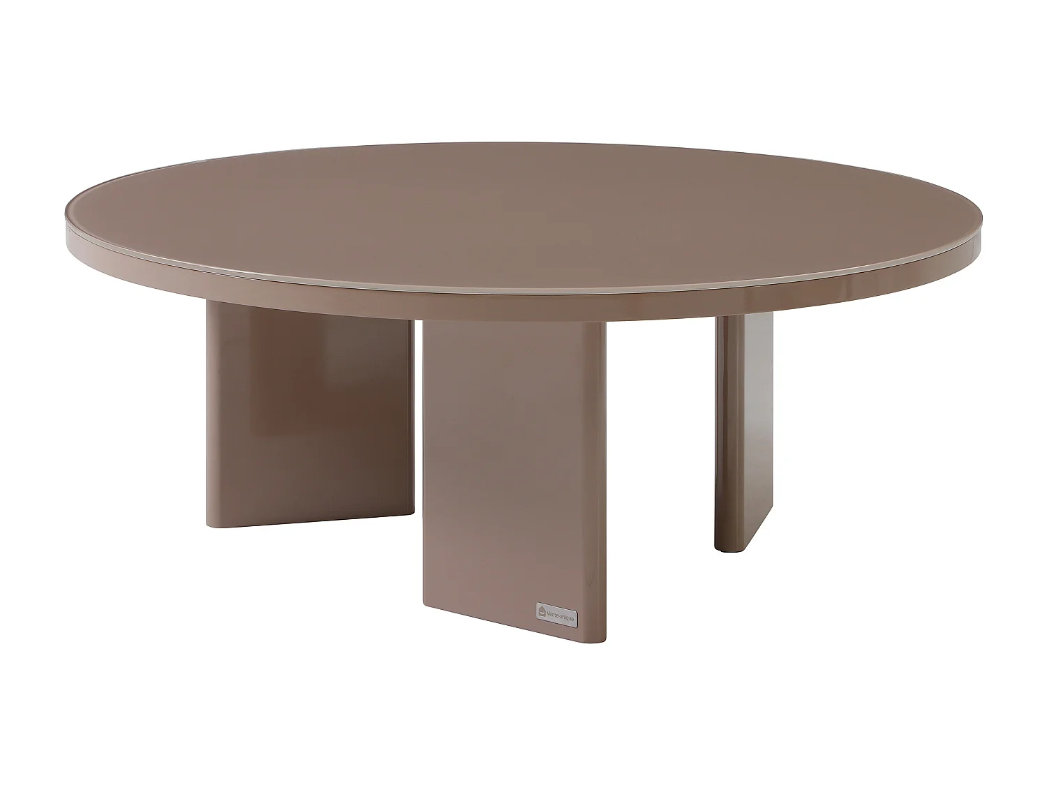 Table basse en MDF et verre trempé - Taupe laqué - DORLENA