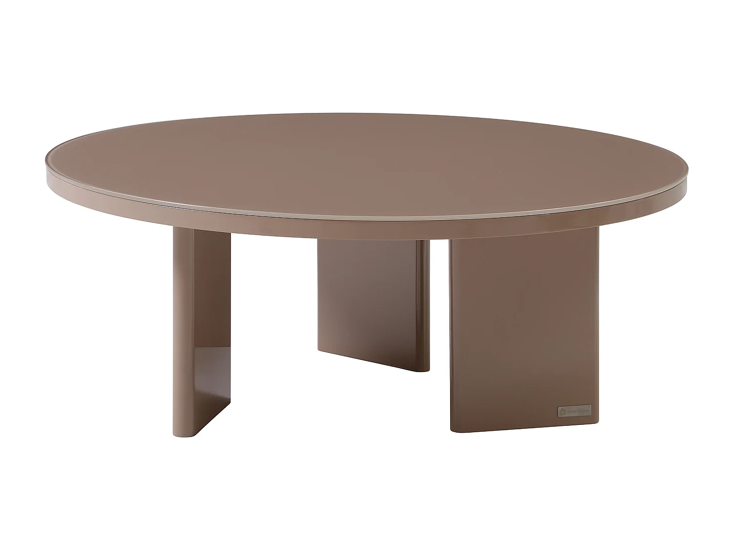 Table basse en MDF et verre trempé - Taupe laqué - DORLENA