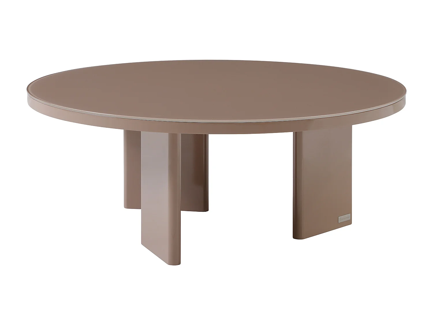 Table basse en MDF et verre trempé - Taupe laqué - DORLENA
