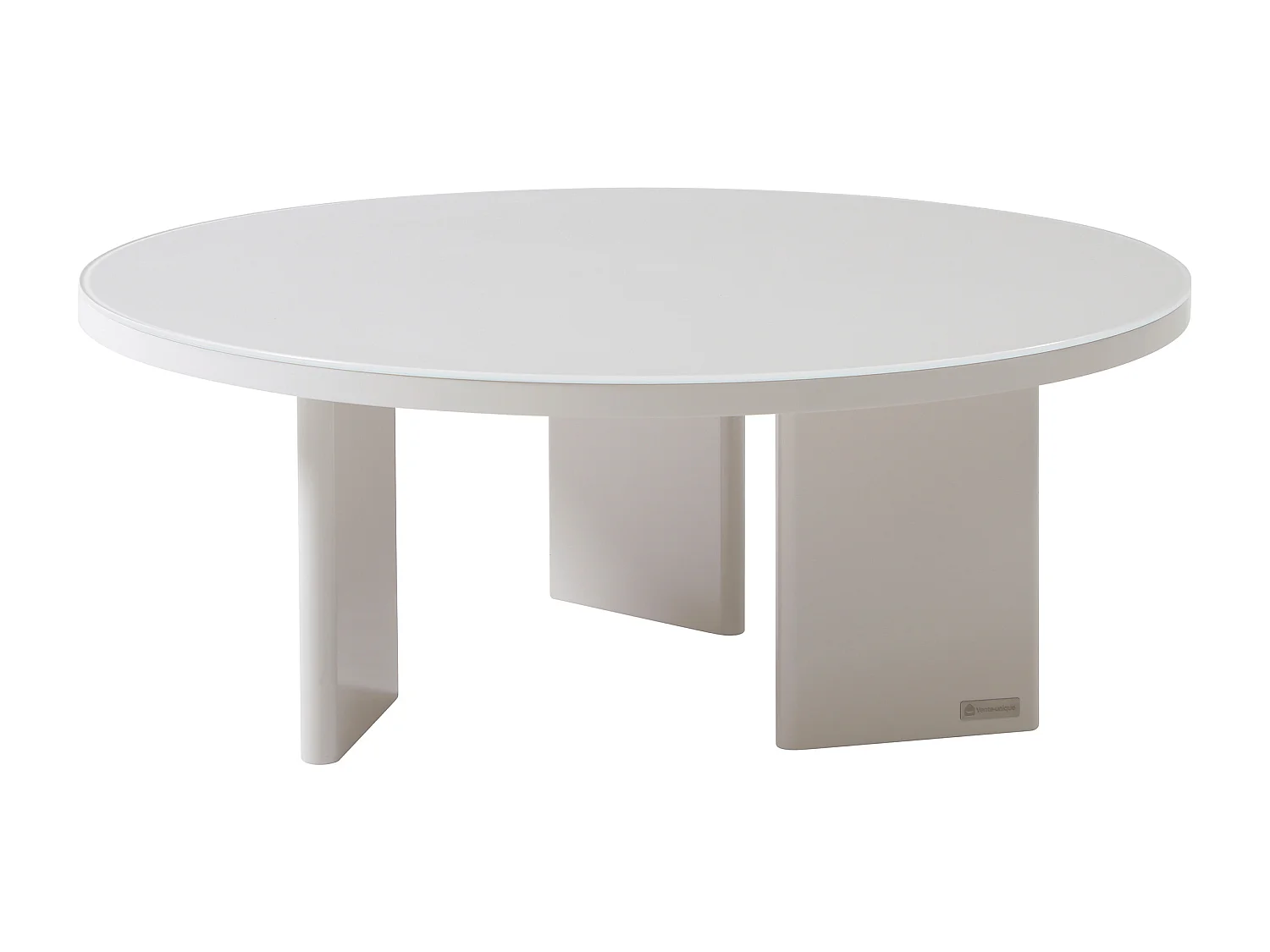 Table basse en MDF et verre trempé - Beige laqué - DORLENA