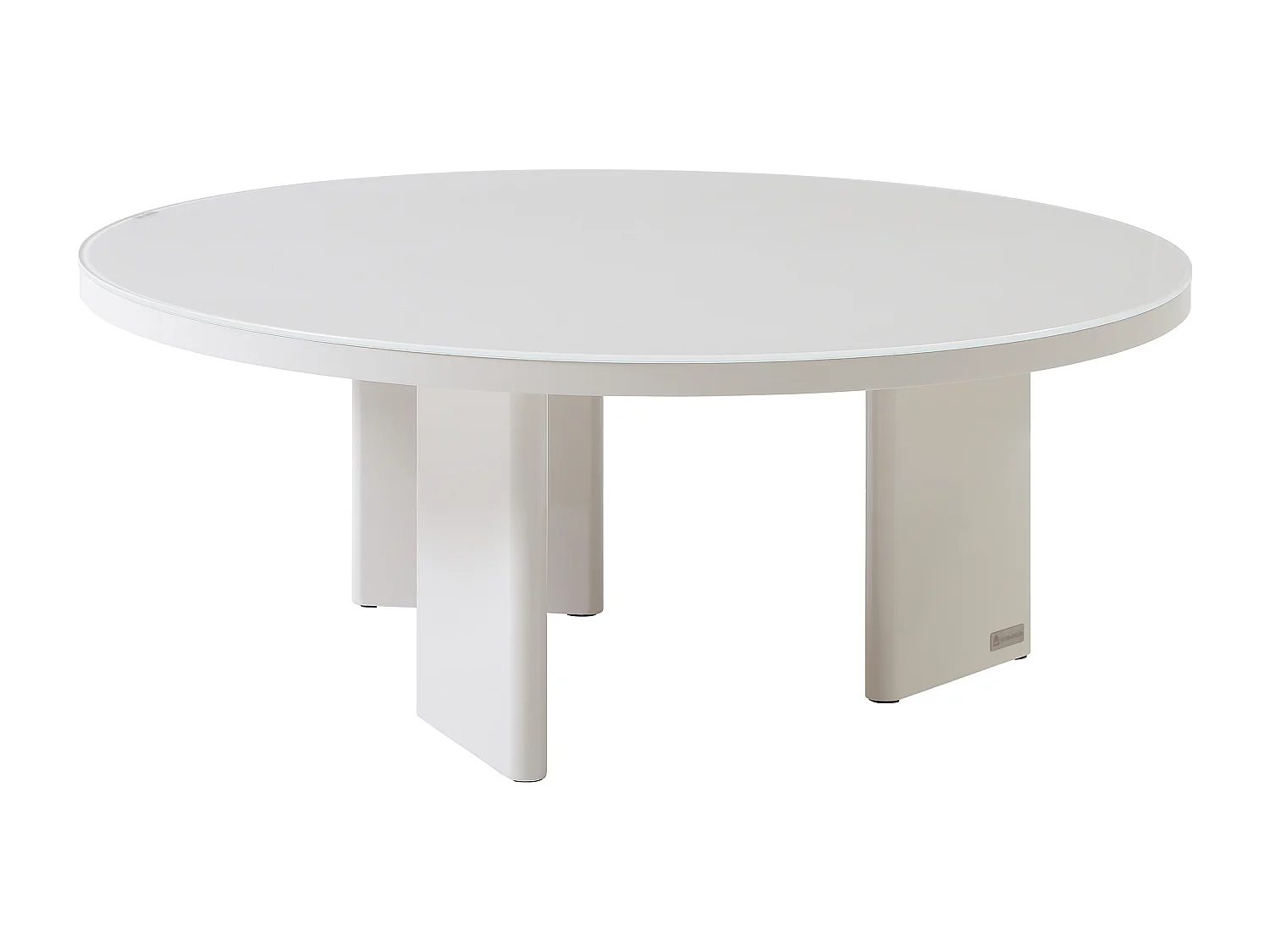 Table basse en MDF et verre trempé - Beige laqué - DORLENA