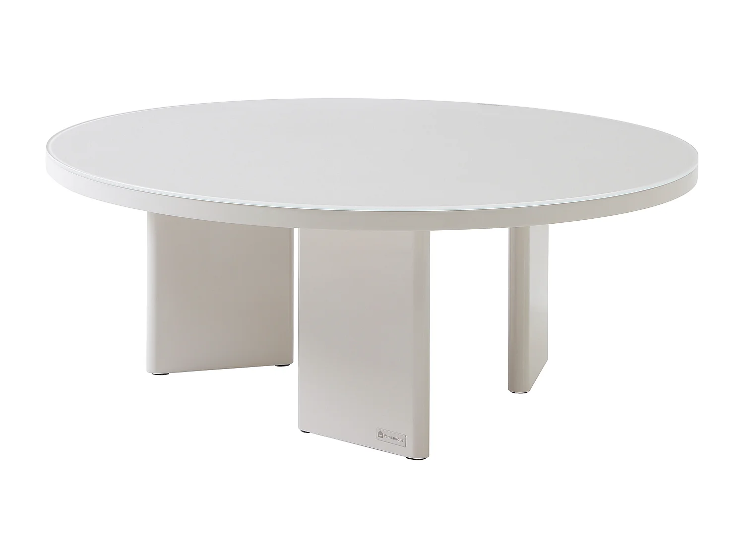 Table basse en MDF et verre trempé - Beige laqué - DORLENA