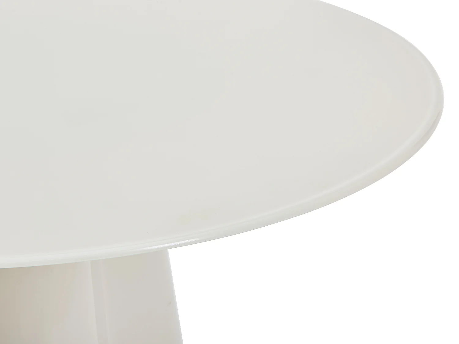 Table à manger ronde 4 personnes en MDF et verre trempé - Beige laqué - AVALINA