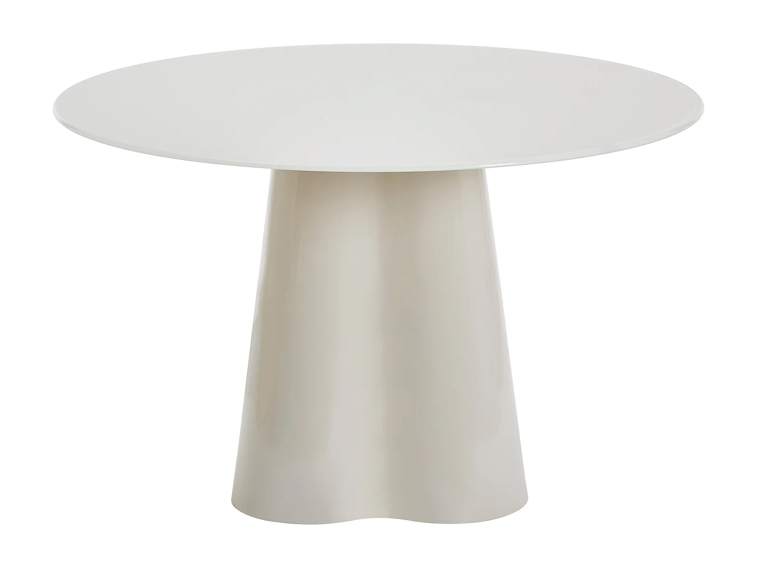 Table à manger ronde 4 personnes en MDF et verre trempé - Beige laqué - AVALINA