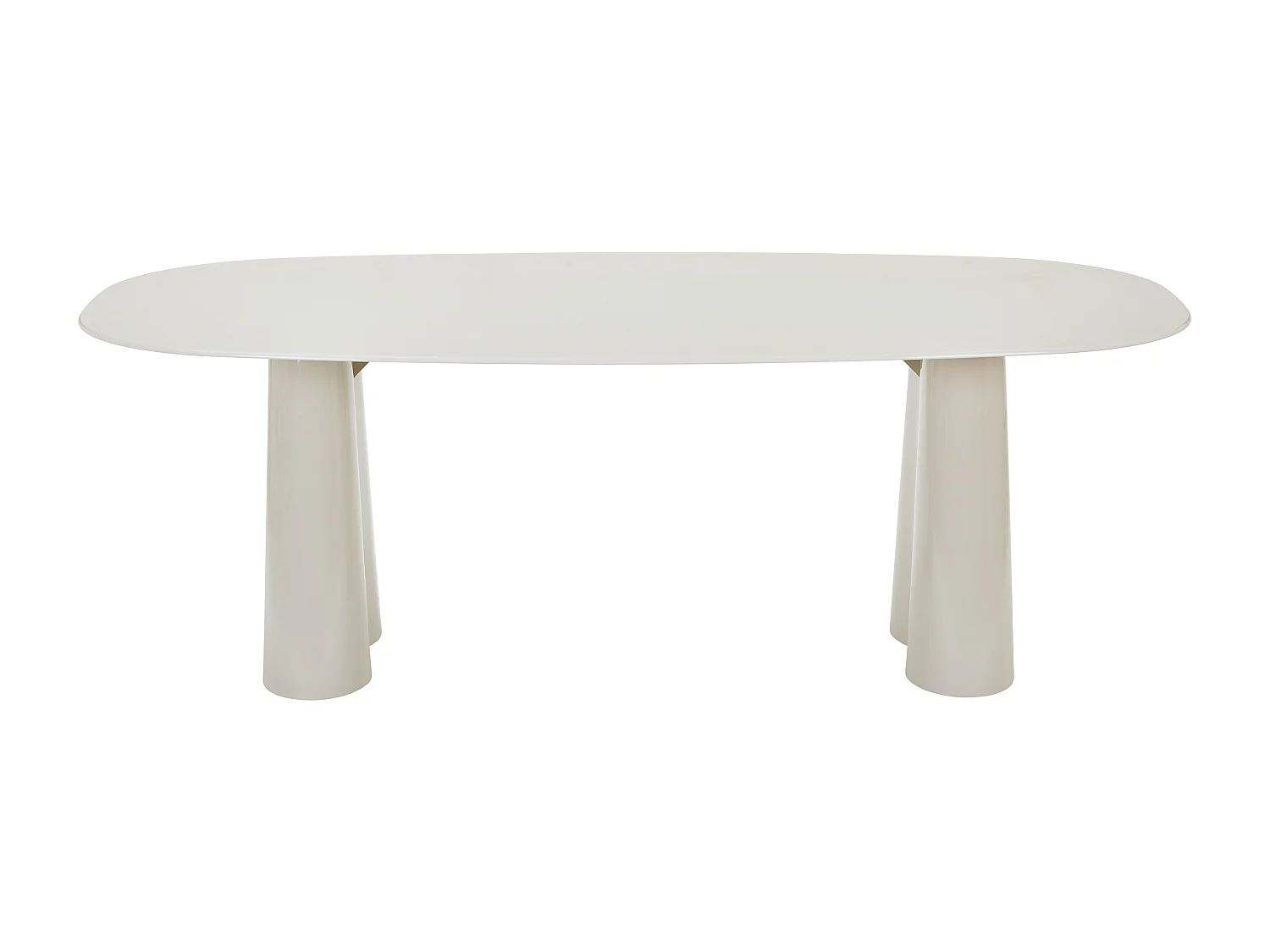 Table à manger 8 personnes en MDF et verre trempé - Beige laqué - AVALINA