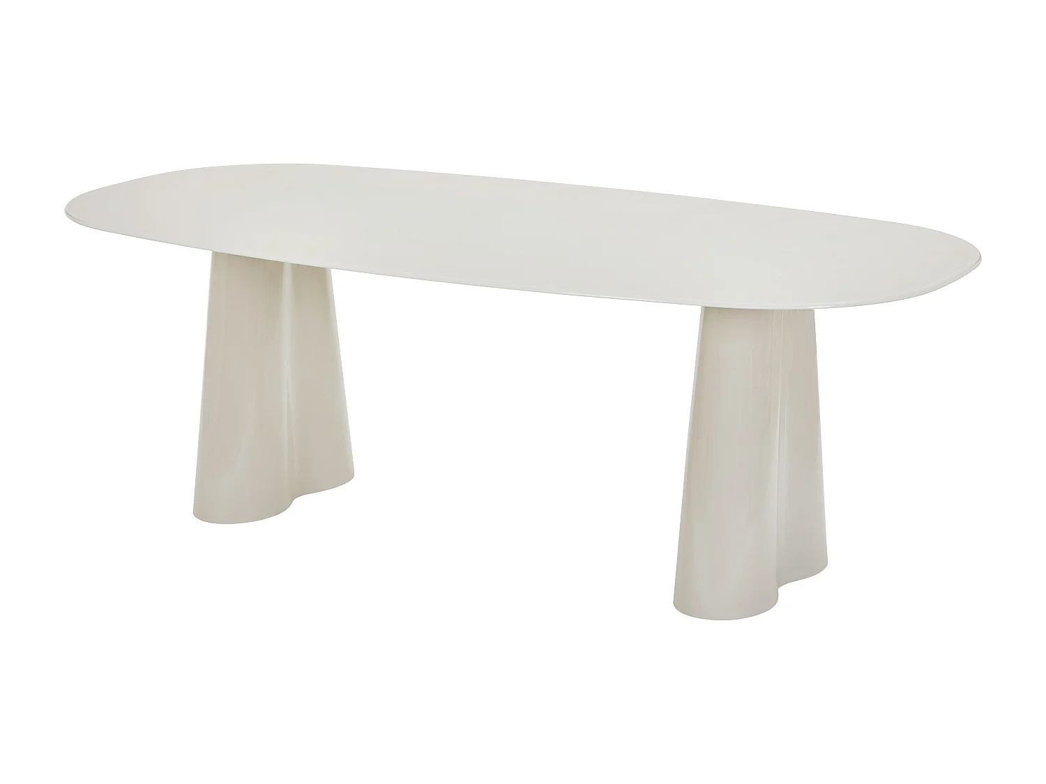 Table à manger 8 personnes en MDF et verre trempé - Beige laqué - AVALINA